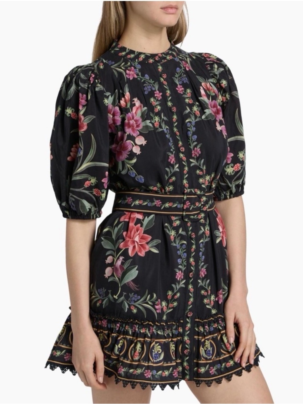 Farm Rio Belle Garden Floral Cotton-Blend Minidress